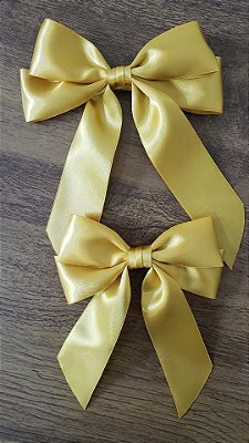 Laço de Cabelo Virginia Dourado Mãe e Filha 2 Laços Cetim
