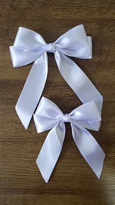 Laço de Cabelo Virginia Branco Mãe e Filha Cetim 2 Laços