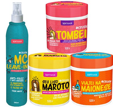 Kit Soft Hair Combo Completo Linha Crush 3 Mascaras e 1 Leave-in