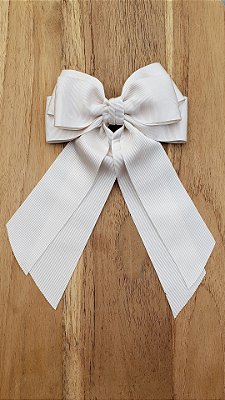 Laço de Cabelo Virginia Pontas Off White Gorgurão Bico de Pato