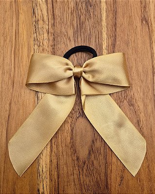 Laço de Cabelo Dourado Fofo Elástico Xuxinha Feito no Cetim
