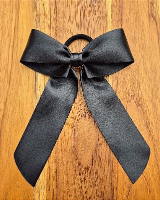 Laço de Cabelo Preto Fofo Xuxinha Elástico Feito no Cetim