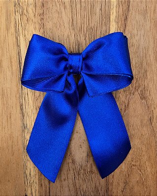 Laço de Cabelo Virginia Fofinho Azul Royal Cetim Bico de Pato