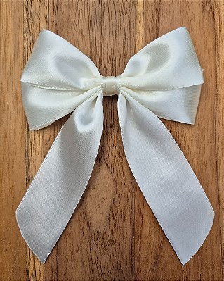 Laço de Cabelo Virginia Médio Off White Pérola Cetim