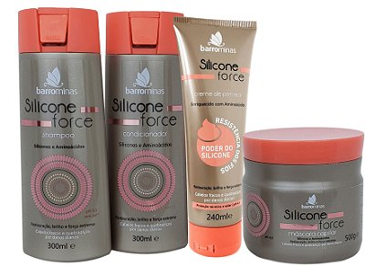 Barrominas Silicone Force Restauração Brilho e Força kit Completo