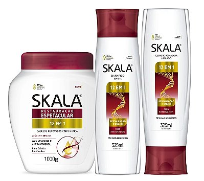 Skala Restauração Espetacular 12 Em 1 Shampoo+ condicionador+ Creme 1kg