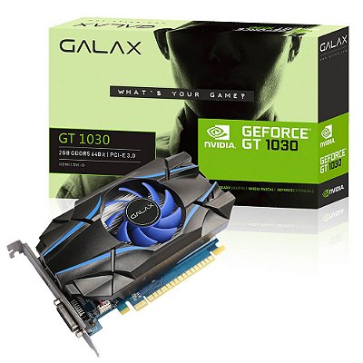 Placa de Vídeo GT 1030 2GB GDDR5 64B Galax 30NPH4HVQ4ST*