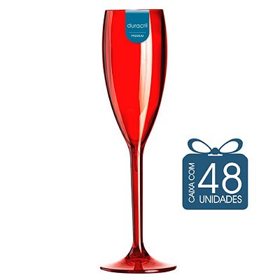 48 Taças Champagne 160 ml Vermelha Translúcida
