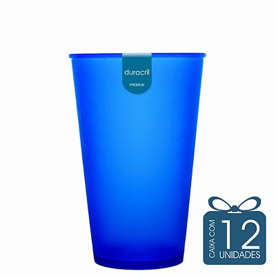 12 Copos Ecológico Biodegradável 550 ml Azul Translúcido