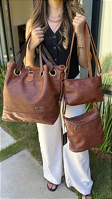 Conjunto de Bolsas Femininas Elegance – Modelo Saco com Bolsas Média e Pequena