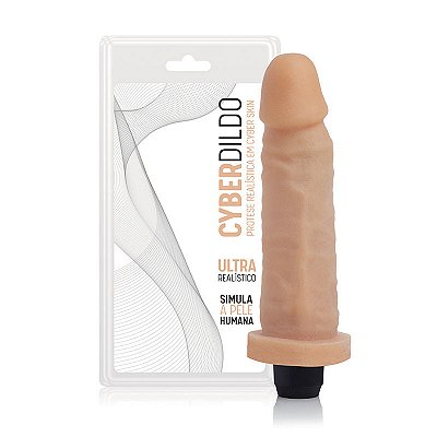 CYB035 - Prótese em Cyber Skin - Jovem com Vibrador a Prova d'Água - 17,5x4cm - Cor:Pele