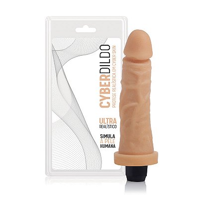 CYB037 - Prótese em Cyber Skin - Friday com Vibrador - 17x3,5cm - Cor:Pele