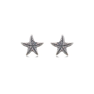 Cartela de brincos Estrela do Mar - Prata 925 / Envelhecida (Contém 12 Pares)