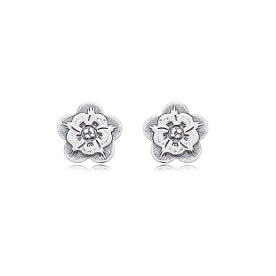 Cartela de brincos Flor - Prata 925 / Envelhecida (Contém 12 Pares)