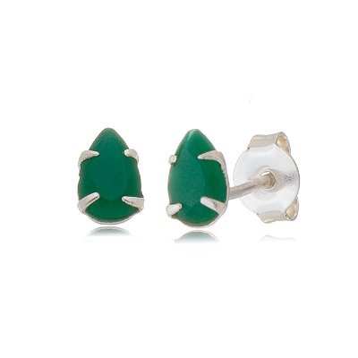 Cartela de Brincos gota 6X4 - Verde Esmeralda - Prata 925 (Contém 12 Pares)