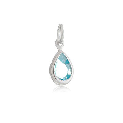Pingente Embutido Gota 6x8 - Azul Céu - Prata 925 (Contém 5 Peças)
