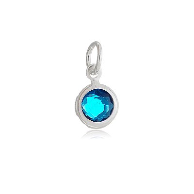 Pingente Embutido 6mm - Azul Royal - Prata 925 (Contém 5 Peças)