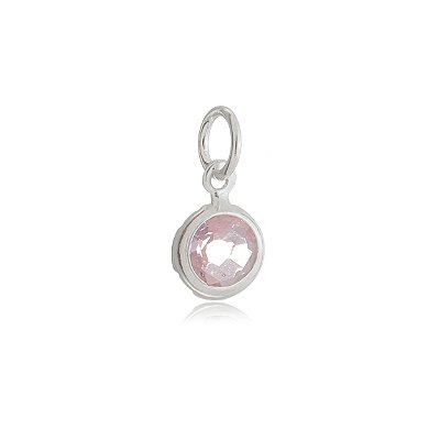 Pingente Embutido 6mm - Rosa - Prata 925 (Contém 5 Peças)