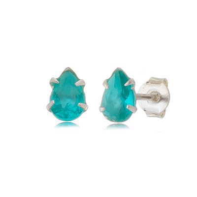 Cartela de Brincos gota 6X4 - Verde Mar - Prata 925 (Contém 12 Pares)