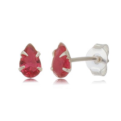 Cartela de Brincos gota 6X4 - Cereja- Prata 925 (Contém 12 Pares)