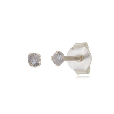 Cartela de brincos zircônia redondo 2mm - Lilás - Prata 925 (12 pares)