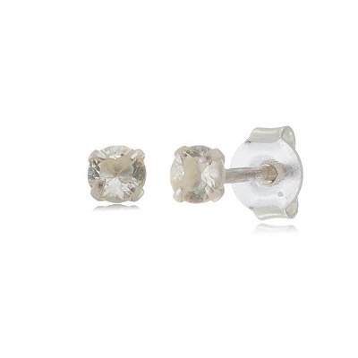 Cartela de brincos zircônia redondo 3mm - Amarelo - Prata 925 (Contém 12 pares)