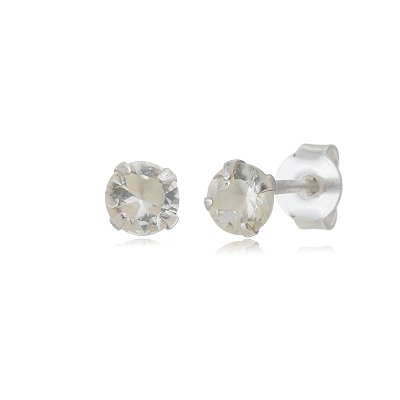 Cartela de brincos zircônia redondo 5mm - Amarelo - Prata 925 (Contém 12 Pares)