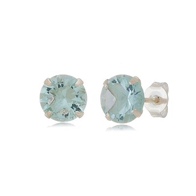 Cartela de brincos Redondo 10mm - Verde Paraíba - Prata 925 (Contém 12 Pares)