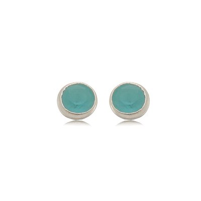 Cartela de Brincos Embutidos 3mm - Verde Leitoso - Prata 925 (Contém 12 Pares)