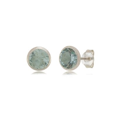 Cartela de Brincos Embutidos 4mm - Verde Paraíba - Prata 925 (Contém 12 Pares)
