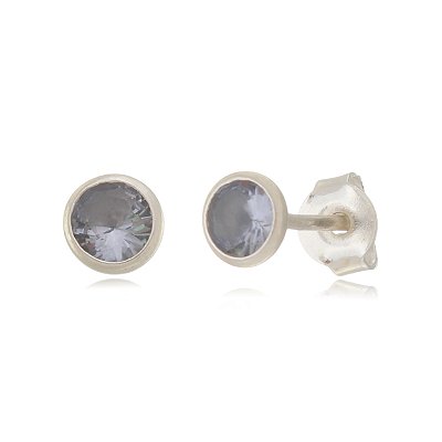 Cartela de Brincos Embutidos 4mm - Lilás - Prata 925 (Contém 12 Pares)