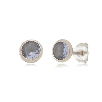 Cartela de Brincos Embutidos 6mm - Lilás - Prata 925 (Contém 12 Pares)