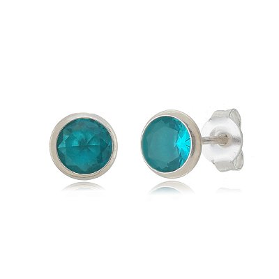 Cartela de Brincos Embutidos 8mm - Turmalina - Prata 925 (Contém 12 Pares)