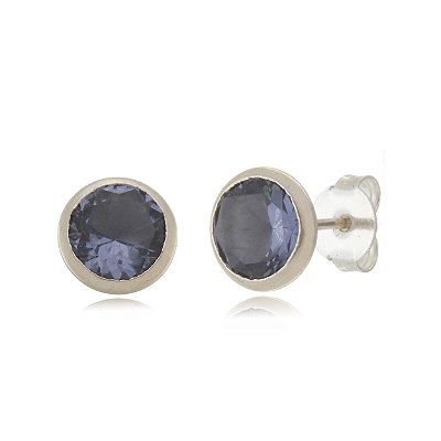 Cartela de Brincos Embutidos 8mm - Lilás - Prata 925 (Contém 12 Pares)