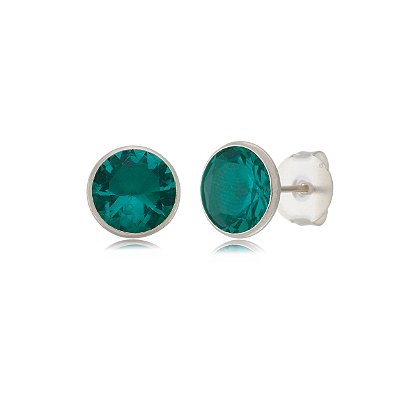 Cartela de Brincos Embutido 10mm - Turmalina - Prata 925 (Contém 12 Pares)