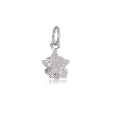 Pingente Estrela 7x7 - Cristal - Prata 925 (Contém 5 Peças)CRAV.