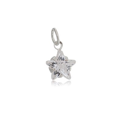 Pingente Estrela 8x8 - Cristal - Prata 925 (Contém 5 Peças)CRAV.