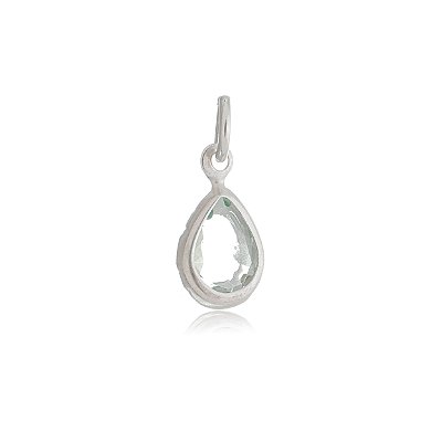 Pingente Embutido Gota 6x8 - Verde Paraíba - Prata 925 (Contém 5 Peças)