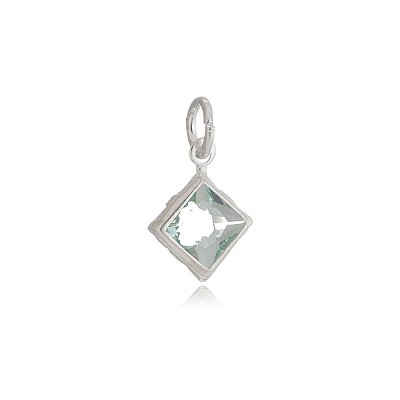 Pingente Quadrado Embutido 6x6 - Verde Paraíba - Prata 925 (Contém 5 Peças)
