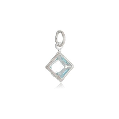 Pingente Quadrado Embutido 6x6 - Azul Bebê - Prata 925 (Contém 5 Peças)CRAV.