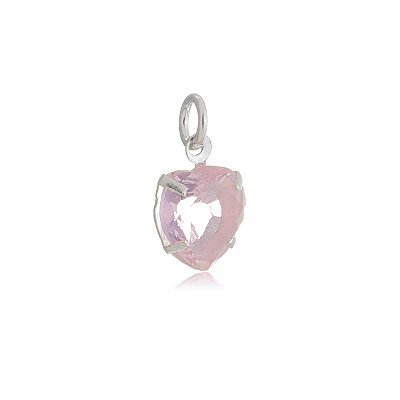Pingente Coração 8x8 - Rosa - Prata 925 (Contém 5 Peças)CRAV.