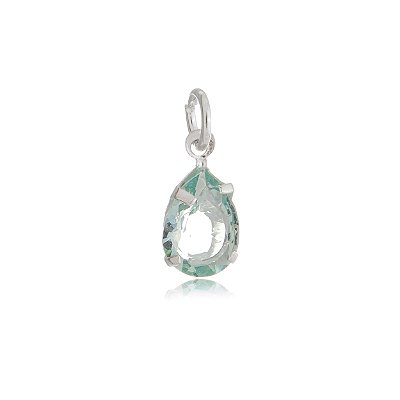 Pingente Gota 6x8 - Verde Paraíba - Prata 925 (Contém 5 Peças)CRAV.