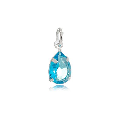 Pingente Gota 6x8 - Azul Céu - Prata 925 (Contém 5 Peças)CRAV.