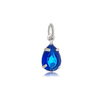 Pingente Gota 6x8 - Azul Caneta - Prata 925 (Contém 5 Peças)CRAV.