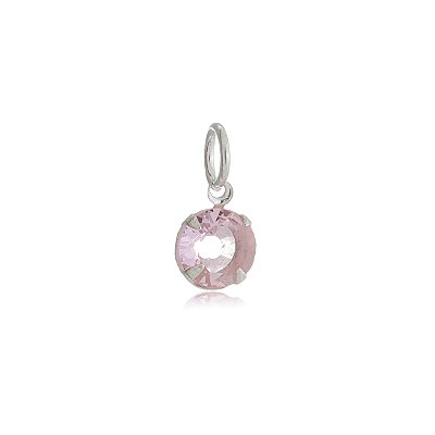 Pingente Redondo 6mm - Rosa - Prata 925 (Contém 5 Peças)CRAV.