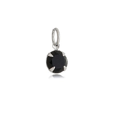 Pingente Redondo 6mm - Preto - Prata 925 (Contém 5 Peças)CRAV.