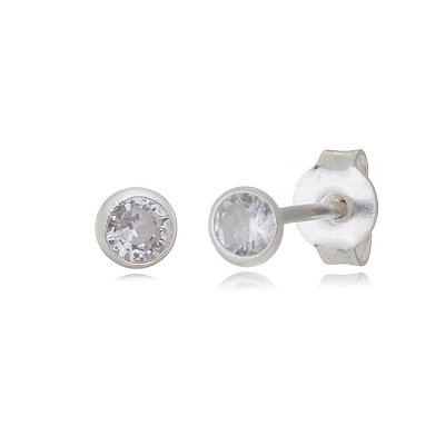 Cartela de Brincos Embutidos 5mm - Cristal - Prata 925 (Contém 12 Pares)