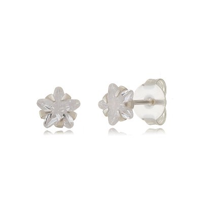 Cartela de brincos zircônia Estrela 4x4 - Prata 925 (Contém 12 Pares)