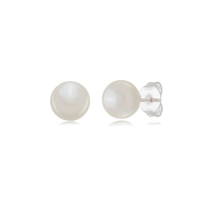 Cartela de brincos Pérola 12mm - Prata 925 (Contém 12 Pares)