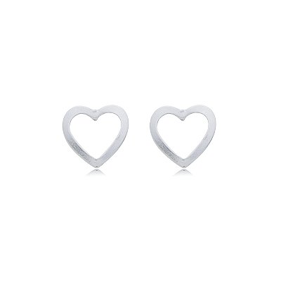 Cartela de brincos vazados Coração G - Prata 925 (Contém 12 Pares)